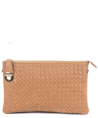 Fashion Woven Clutch Crossbody Bag WU042 STONE